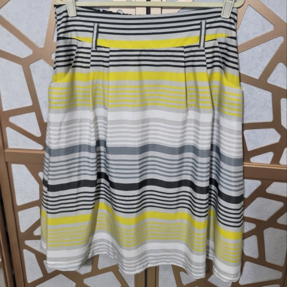 OLD NAVY A-Line Skirt Yellow, Gray, White Stripes with Pockets!